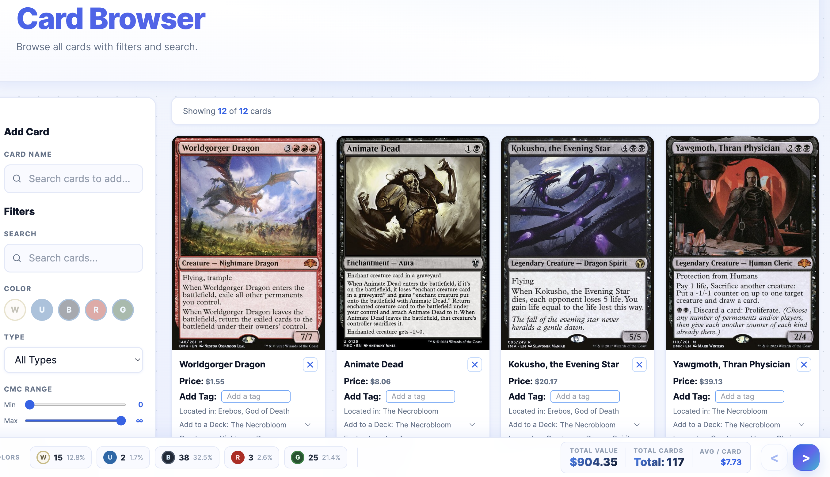 Deckbuilding Dashboard
